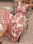 Printed V-Neck Cap Sleeve Dress  Style Ratio