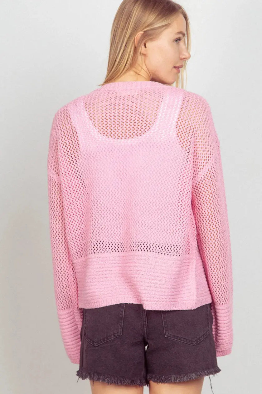 VERY J Eyelet Open Front Long Sleeve Cardigan  Style Ratio