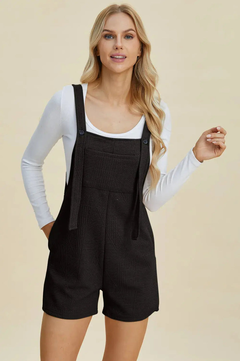 Double Take Full Size Texture Sleeveless Romper  Style Ratio