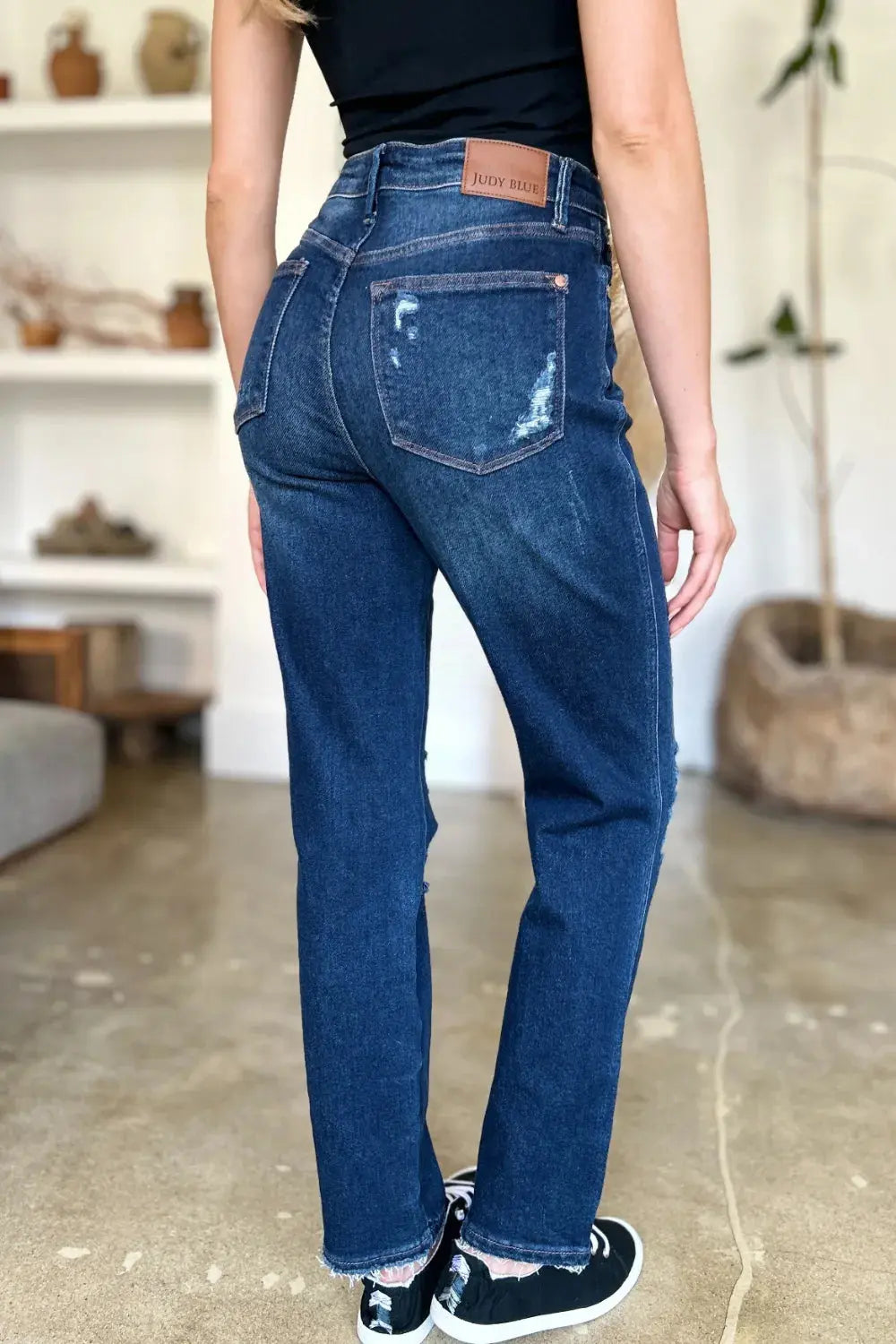 Judy Blue High Waist Rigid Magic Heavy Destroy Straight Jeans  Style Ratio