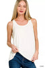Zenana Flowy Hem Rayon Sleeveless Tank Top  Style Ratio