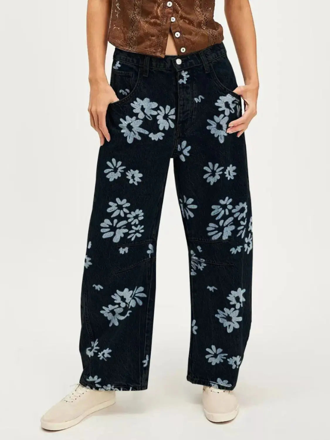 Printed Wide Leg Jeans  Style Ratio