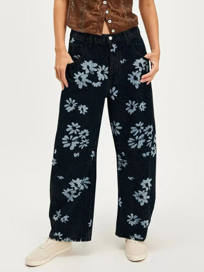 Printed Wide Leg Jeans  Style Ratio