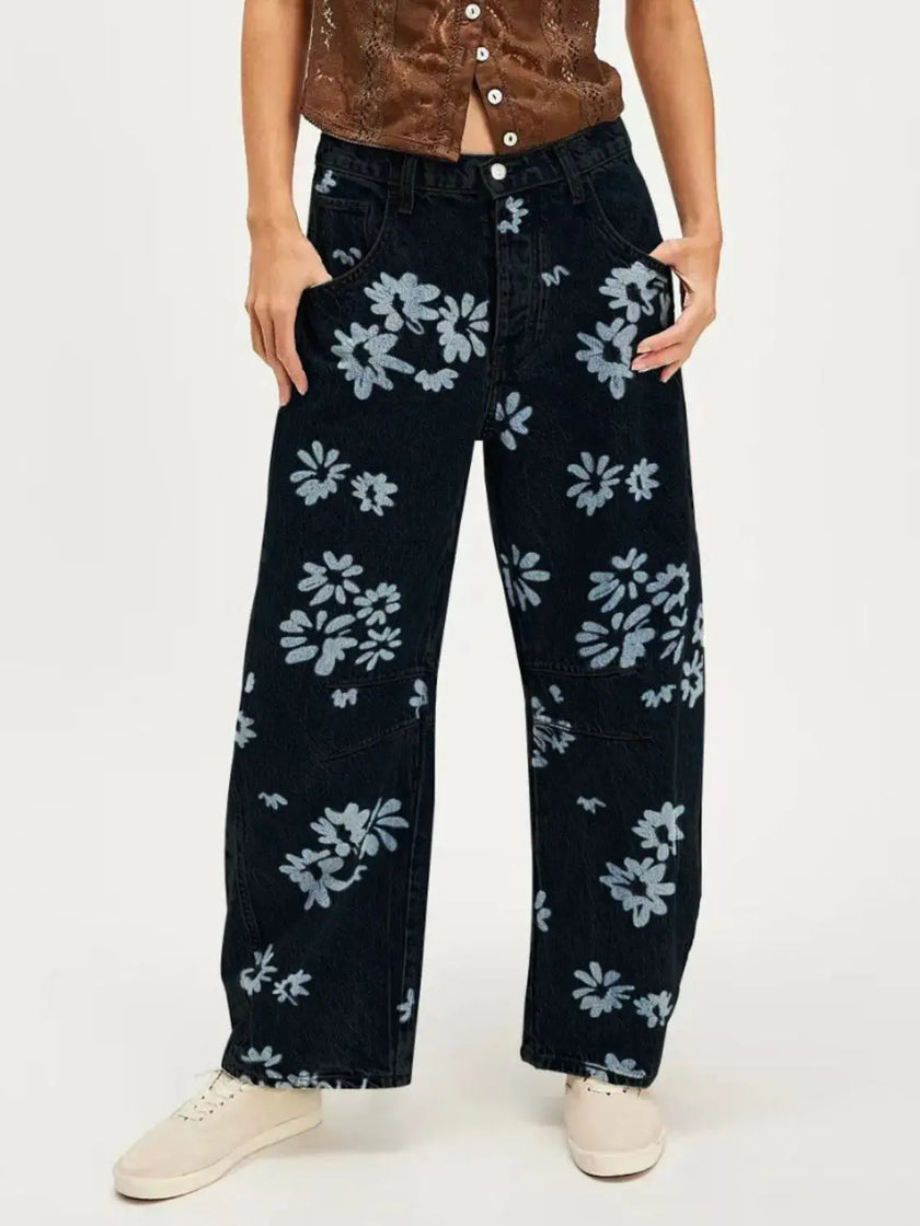 Printed Wide Leg Jeans  Style Ratio