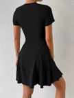 Round Neck Short Sleeve Mini Dress  Style Ratio