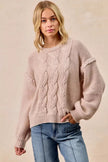 BiBi Cable Knit Sweater with Shoulder Braid Detail  Style Ratio