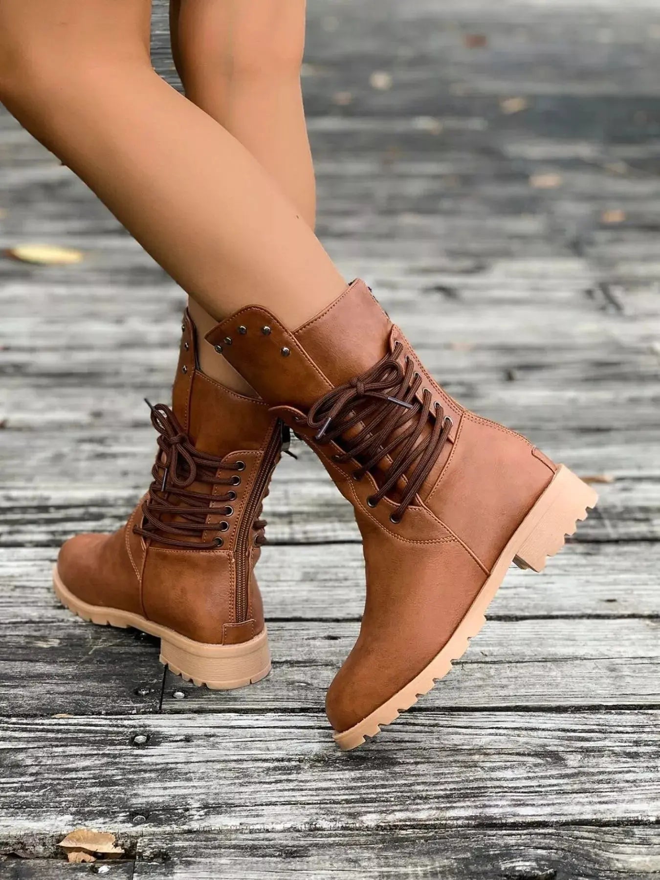 Round Toe Block Heels Boots  Style Ratio