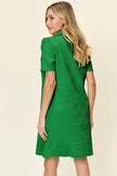 Double Take Full Size Texture Collared Neck Short Sleeve Dress  Style Ratio