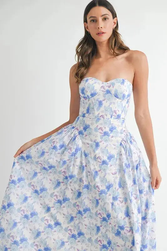 Mable Sweetheart Neckline Floral Printed Midi Dress  Style Ratio