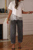 Asymmetric Lace Hem Patchwork Tee  Style Ratio