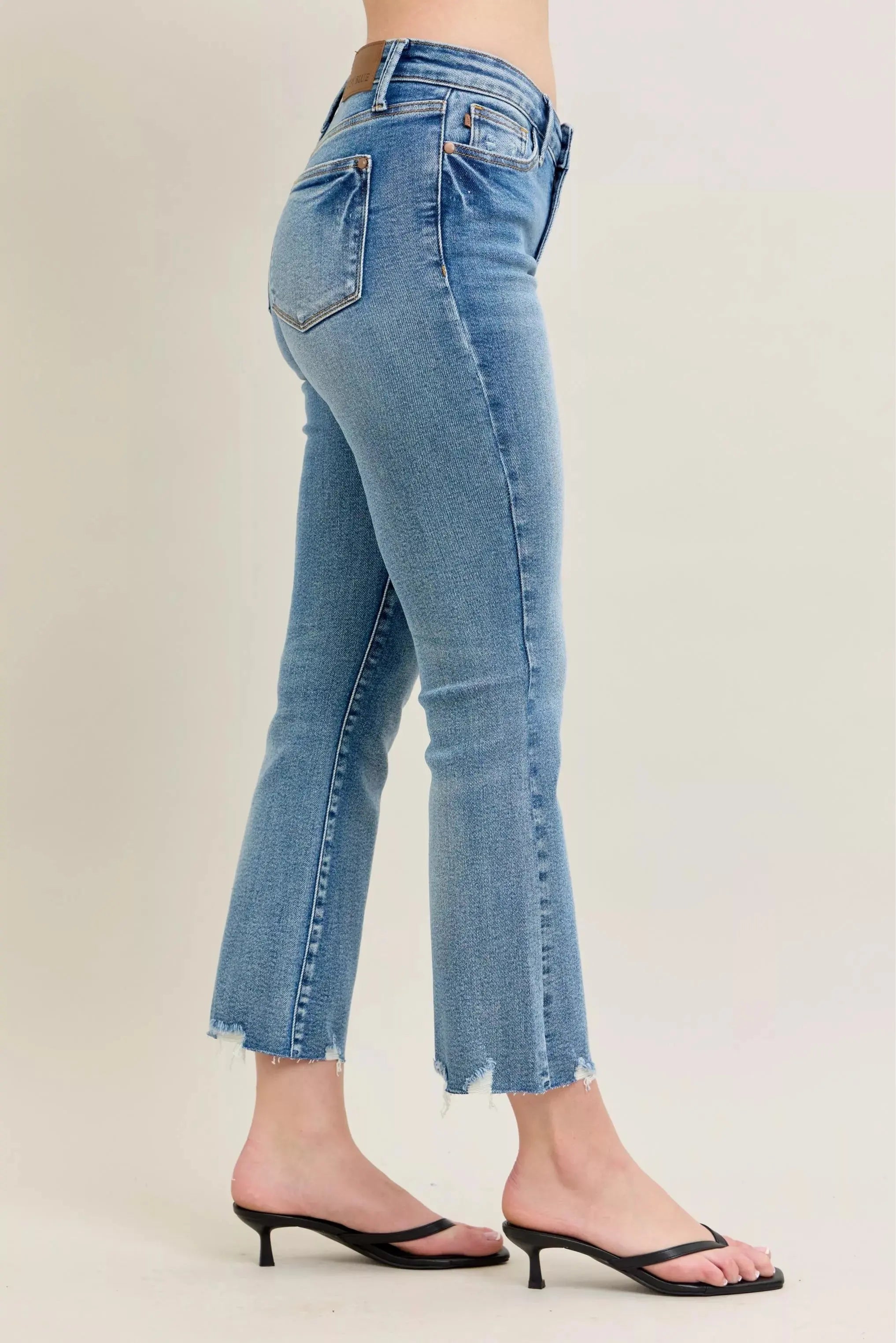 Judy Blue Mr Vintage Wash Destroy Hem Kick Flare Jeans  Style Ratio