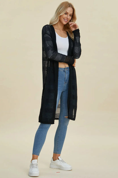 Double Take Open Front Longline Cardigan Trendsi