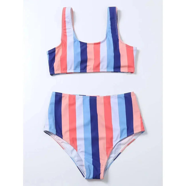 High Waist Bikini Striped Swimsuit  Style Ratio