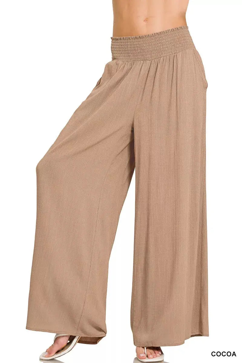 Zenana Smocked Waistband Wide Leg Lounge Pants  Style Ratio