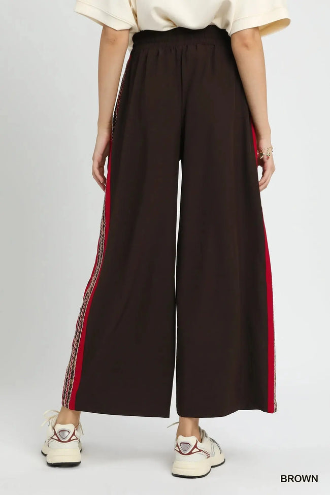Umgee Wide Leg Pants with Contrast Side Trim  Style Ratio