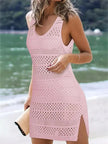 Crochet Knit Cover-Up Dress with Side Slit  Style Ratio