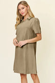 Double Take Full Size Texture Collared Neck Short Sleeve Dress  Style Ratio