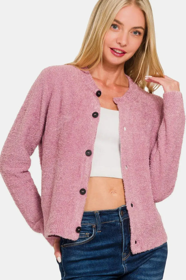 Zenana Button Down Long Sleeve Sweater Cardigan  Style Ratio