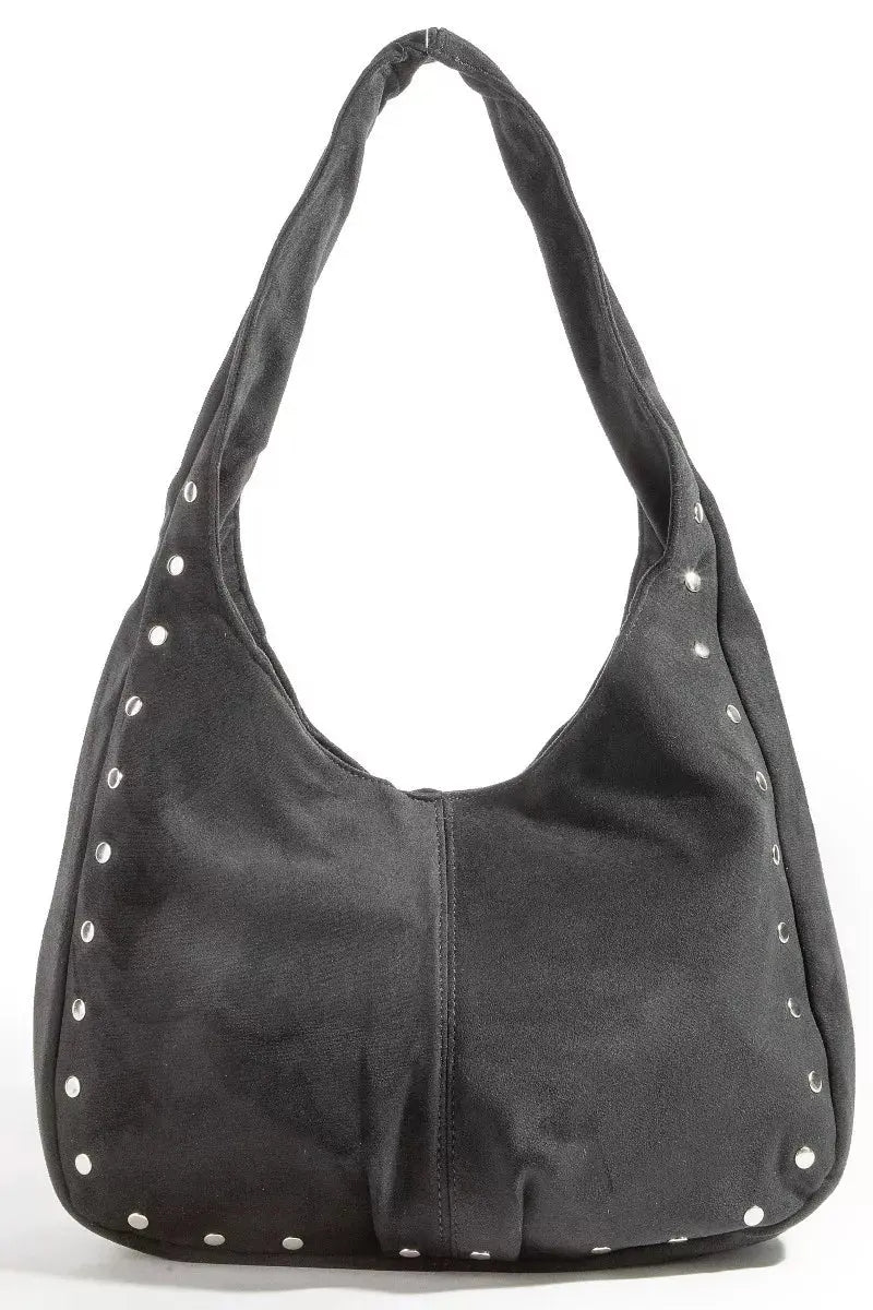 Fame Faux Suede Studded Trim Hobo Bag  Style Ratio
