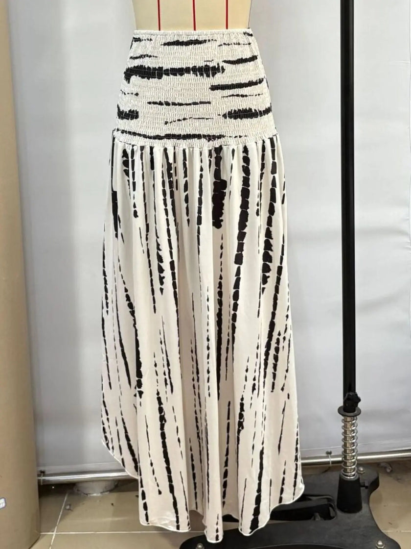 Smocked Asymmetrical Hem Skirt  Style Ratio