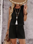 Decor Button Round Neck Tank and Shorts Set  Style Ratio