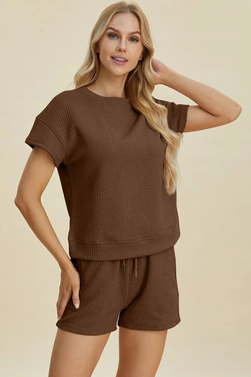 Double Take Short Sleeve Top and Shorts Set  Style Ratio