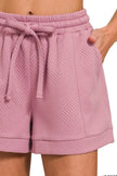 Zenana Textured Knit Drawstring Shorts  Style Ratio