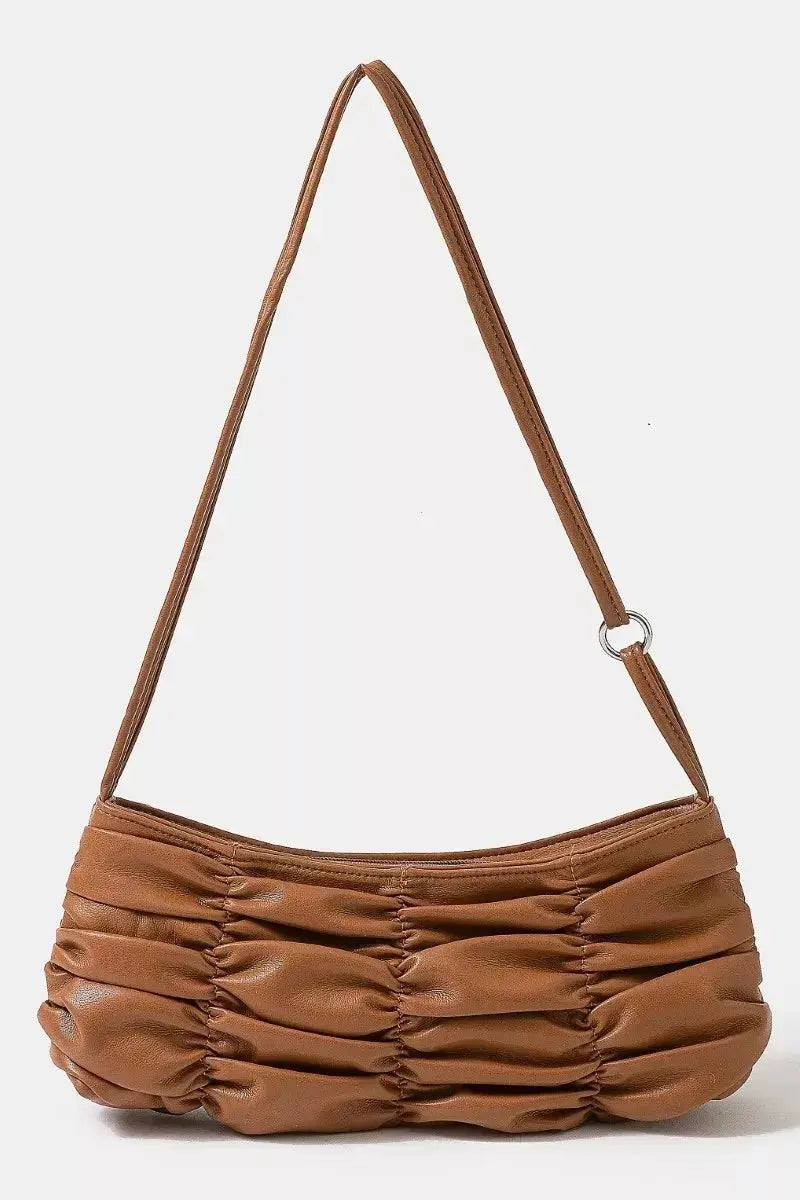 Fame Segmented Pleated Faux Leather Handbag  Style Ratio