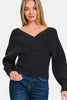 Zenana Cross Wrap Rib Long Sleeve Sweater  Style Ratio