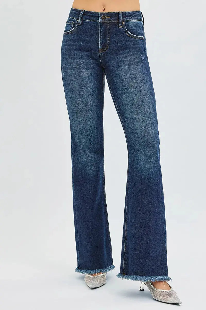 RISEN Full Size Tummy Control Mid Rise Flare Jeans  Style Ratio