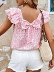 Floral Print Ruffle Trim Blouse  Style Ratio