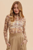 Annie Wear Floral Lettuce Hem Sheer Mesh Long Sleeve Top  Style Ratio