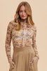 Annie Wear Floral Lettuce Hem Sheer Mesh Long Sleeve Top  Style Ratio