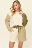 Double Take Full Size Contrast Drop Shoulder Top and Shorts Set  Style Ratio