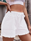 Denim Drawstring Raw Hem Denim Shorts  Style Ratio