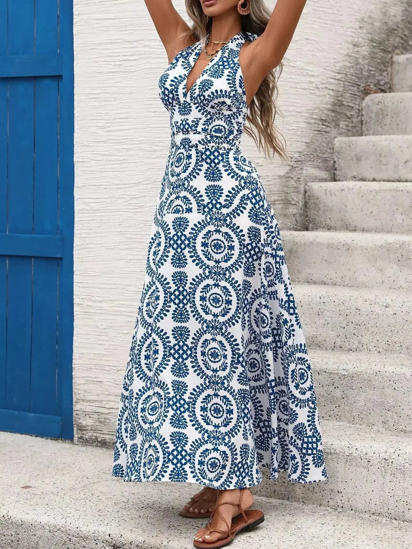 Printed Halter Neck Maxi Dress  Style Ratio