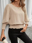 Smocked Waist Round Neck Blouse  Style Ratio