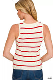 Zenana Round Neck Stripe Knit Tank Top  Style Ratio