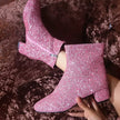 Sequin Round Toe Block Heels Boots  Style Ratio