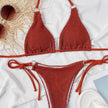 Textured Halter Neck Tie Side Bikini  Style Ratio
