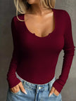 Ribbed Knit Long Sleeve Fitted Shirt  Style Ratio