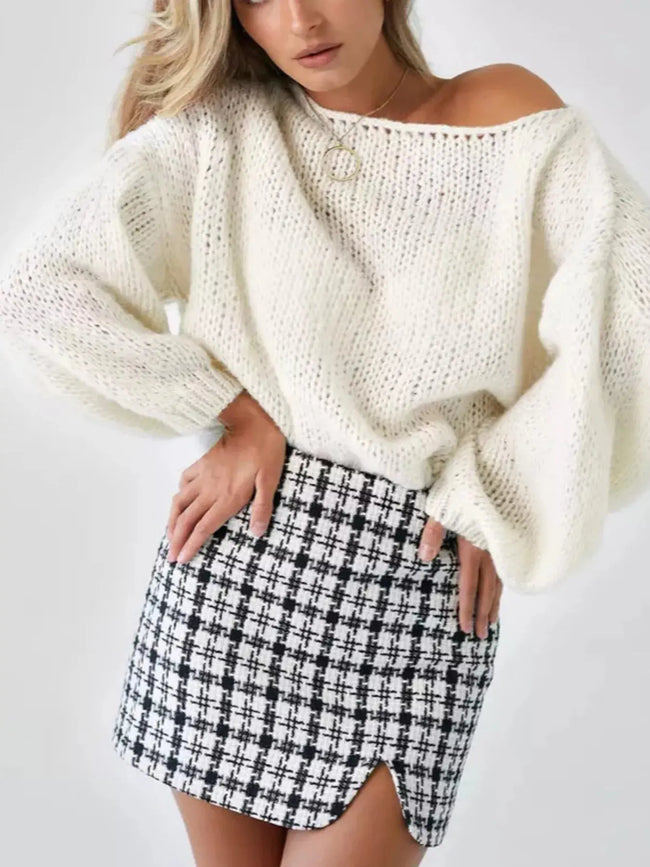 Chunky Knit Boat Neck Sweater  Style Ratio