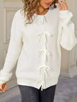 Ribbed Knit Bow Tie Cardigan  Style Ratio