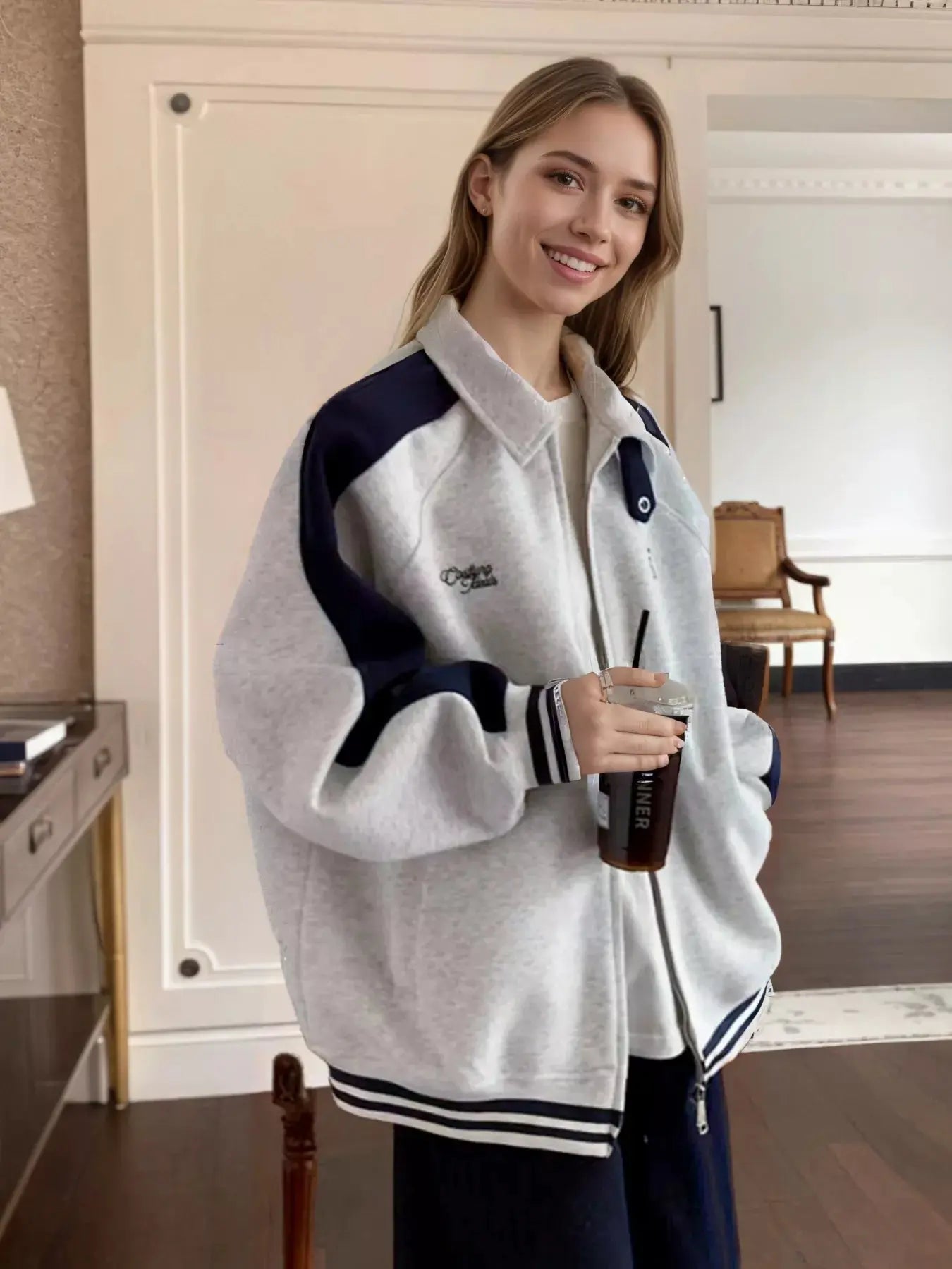 Zip Up Color Block Jacket  Style Ratio