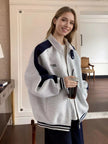Zip Up Color Block Jacket  Style Ratio