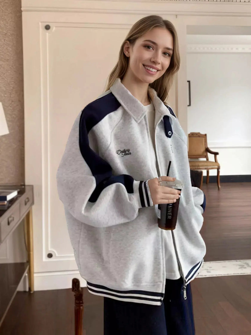 Zip Up Color Block Jacket  Style Ratio