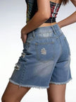 Full Size Ripped Frayed Hem Denim Shorts  Style Ratio