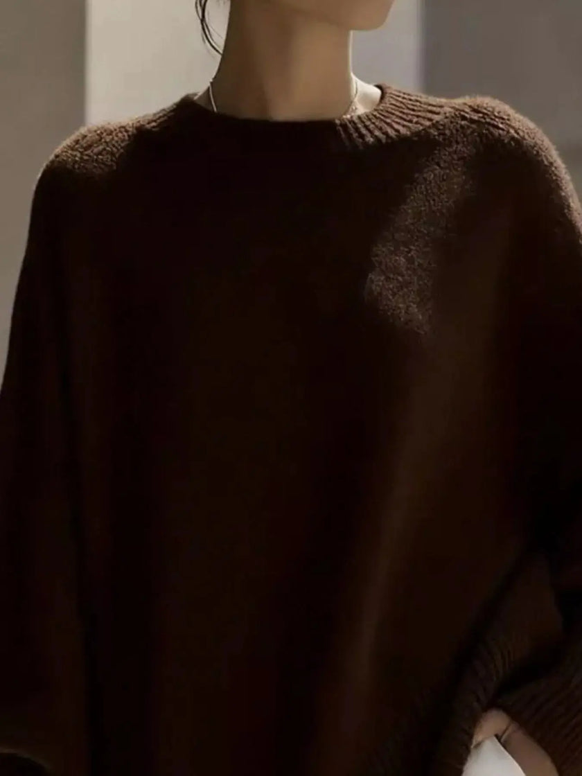 Ribbed Batwing Sleeve Oversized Sweater  Style Ratio