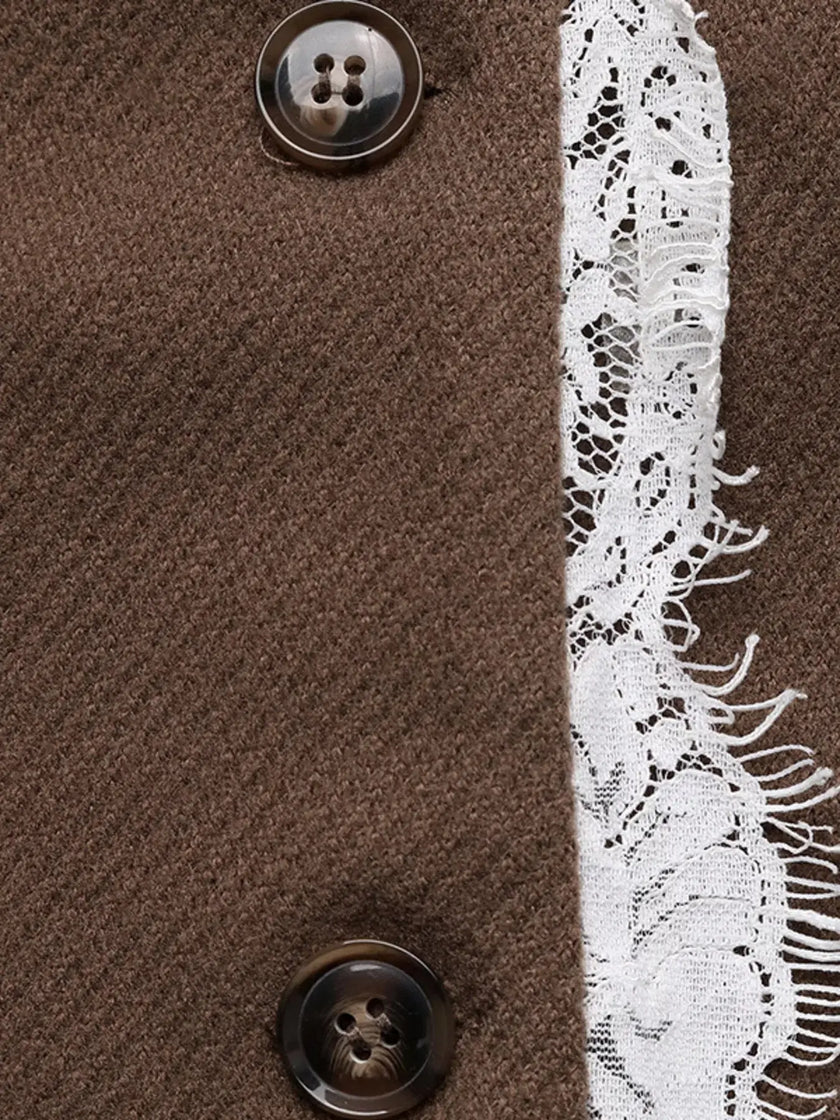 Lace Detail Button Up Blazer  Style Ratio