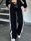 Full Size Contrast Stripe Zip Up Jacket and Pants Set  Style Ratio